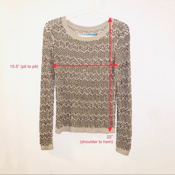 ALICE + OLIVIA Taupe Brenna Beaded Crochet Sweater - Picture 11 of 13